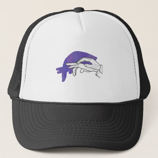 Hand Silhouette Anteater Paars Trucker Pet (Voorkant)