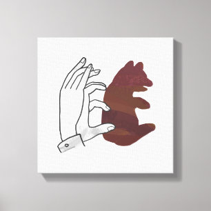 Hand Silhouette Beer Cub Brown Canvas Afdruk