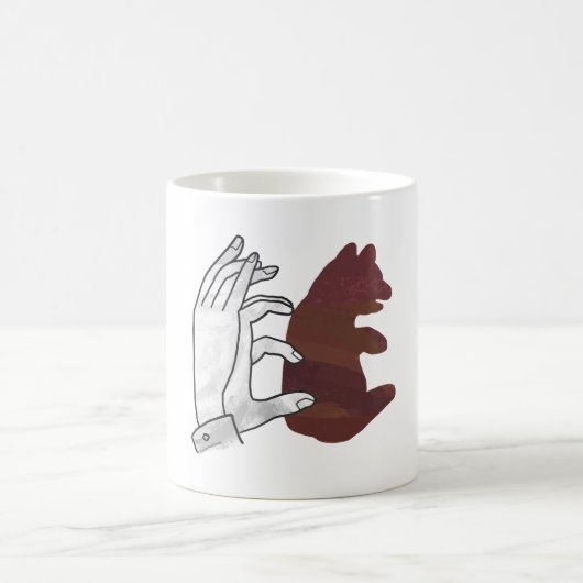 Hand Silhouette Beer Cub Brown Magische Mok (Center)
