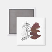Hand Silhouette Beer Cub Brown Magneet (Voorkant / Achterkant)