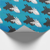 Hand Silhouette Billy Goat Blue Cadeaupapier (Hoek)