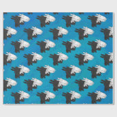 Hand Silhouette Billy Goat Blue Cadeaupapier (Vlak)