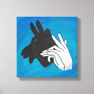 Hand Silhouette Billy Goat Blue Canvas Afdruk