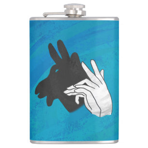 Hand Silhouette Billy Goat Blue Heupfles