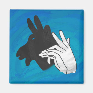 Hand Silhouette Billy Goat Blue Magneet
