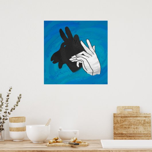 Hand Silhouette Billy Goat Blue Poster (Keuken)