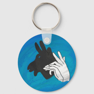 Hand Silhouette Billy Goat Blue Sleutelhanger