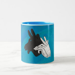 Hand Silhouette Billy Goat Blue Tweekleurige Koffiemok
