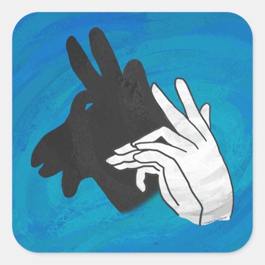 Hand Silhouette Billy Goat Blue Vierkante Sticker (Voorkant)