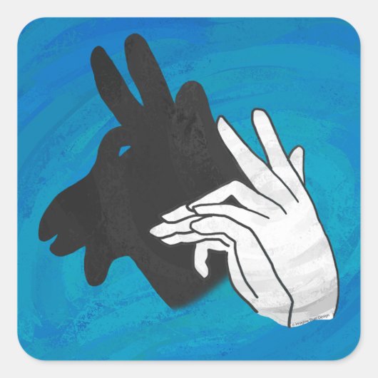 Hand Silhouette Billy Goat Blue Vierkante Sticker (Voorkant)