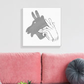 Hand Silhouette Billy Goat Gray Canvas Afdruk (Insitu (Woonkamer))