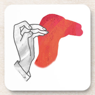 Hand Silhouette Camel Red Bier Onderzetter