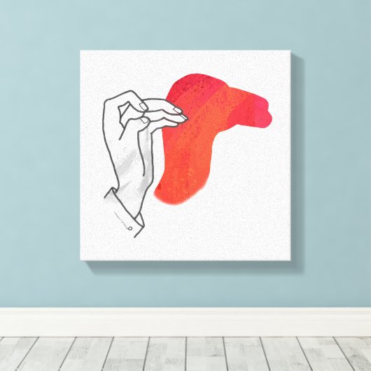 Hand Silhouette Camel Red Canvas Afdruk (Insitu (Houten vloer))