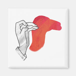 Hand Silhouette Camel Red Magneet