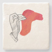 Hand Silhouette Camel Red Stenen Onderzetter (Voorkant)