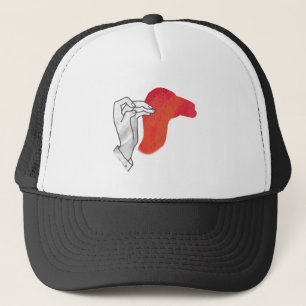 Hand Silhouette Camel Red Trucker Pet