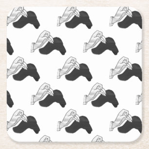 Hand Silhouette Camel Vierkante Kartonnen Onderzetter