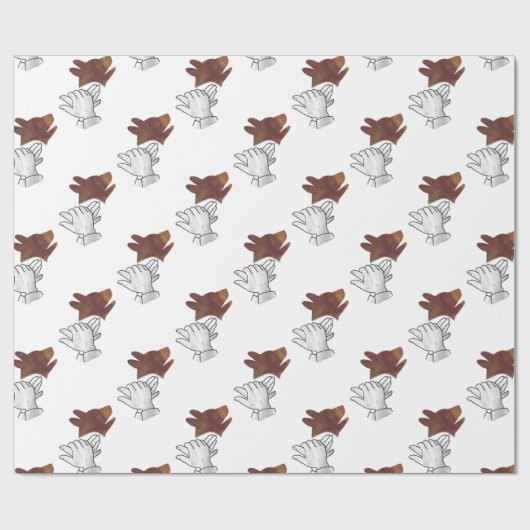 Hand Silhouette Dog Brown Cadeaupapier (Vlak)