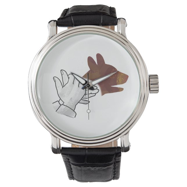 Hand Silhouette Dog Brown Horloge (Voorkant)