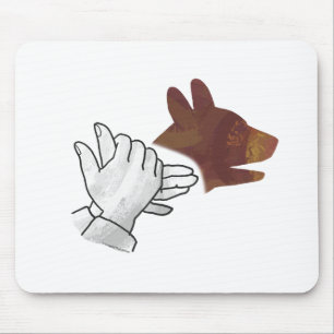 Hand Silhouette Dog Brown Muismat