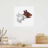 Hand Silhouette Dog Brown Poster (Keuken)