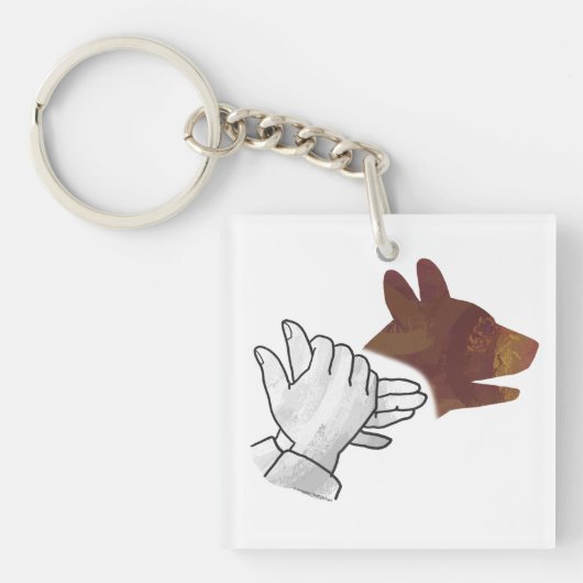 Hand Silhouette Dog Brown Sleutelhanger (voorkant)