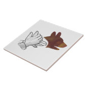 Hand Silhouette Dog Brown Tegeltje (Zijkant)