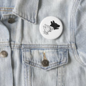 Hand Silhouette Dog Ronde Button 5,7 Cm (In situ)