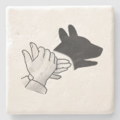 Hand Silhouette Dog Stenen Onderzetter (Voorkant)