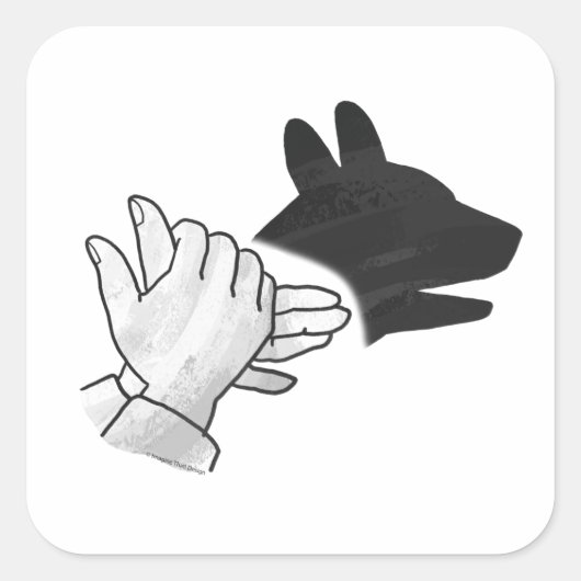 Hand Silhouette Dog Vierkante Sticker (Voorkant)