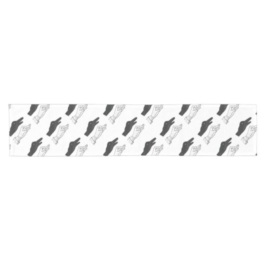 Hand Silhouette Duck Korte Tafelloper (Horizontaal)