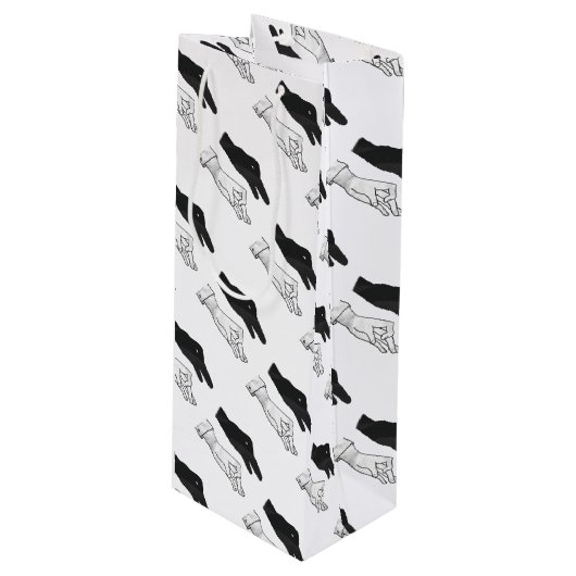 Hand Silhouette Duck Wijn Cadeautas (Voorkant Gekanteld)