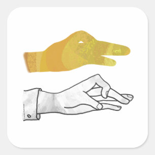 Hand Silhouette Duck Yellow Vierkante Sticker