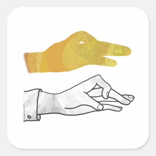 Hand Silhouette Duck Yellow Vierkante Sticker (Voorkant)