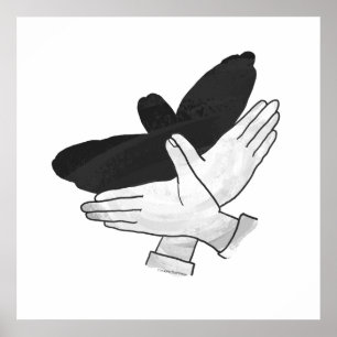 Hand Silhouette Eagle Poster