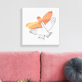 Hand Silhouette Eagle Sinaasappel Canvas Afdruk (Insitu (Woonkamer))