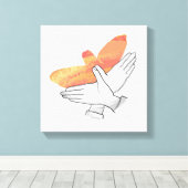 Hand Silhouette Eagle Sinaasappel Canvas Afdruk (Insitu (Houten vloer))