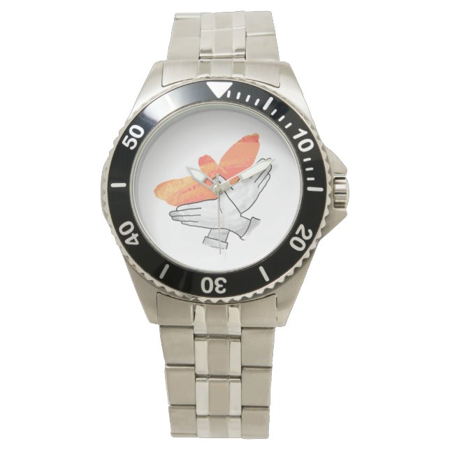 Hand Silhouette Eagle Sinaasappel Horloge (Voorkant)