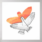 Hand Silhouette Eagle Sinaasappel Poster (Voorkant)