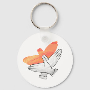 Hand Silhouette Eagle Sinaasappel Sleutelhanger