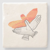 Hand Silhouette Eagle Sinaasappel Stenen Onderzetter (Voorkant)