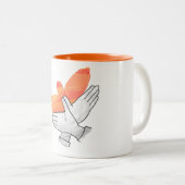 Hand Silhouette Eagle Sinaasappel Tweekleurige Koffiemok (Voorkant rechts)
