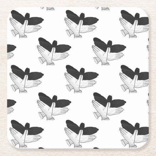 Hand Silhouette Eagle Vierkante Kartonnen Onderzetter (Voorkant)