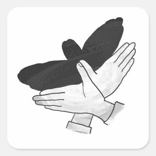 Hand Silhouette Eagle Vierkante Sticker (Voorkant)