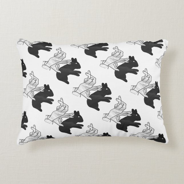 Hand Silhouette Rabbit Accent Kussen (Voorkant)