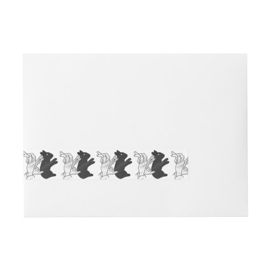 Hand Silhouette Rabbit Adreslabel Wikkel (Voorkant)