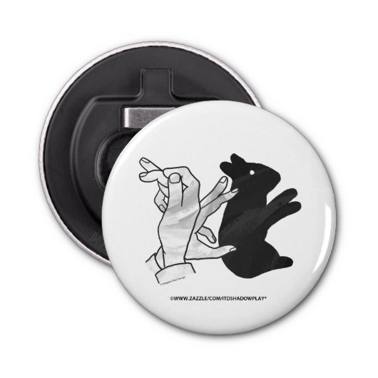 Hand Silhouette Rabbit Button Flesopener (Voorkant)