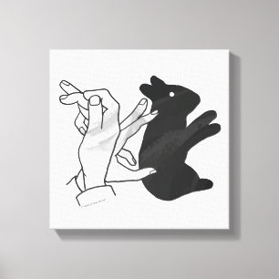 Hand Silhouette Rabbit Canvas Afdruk