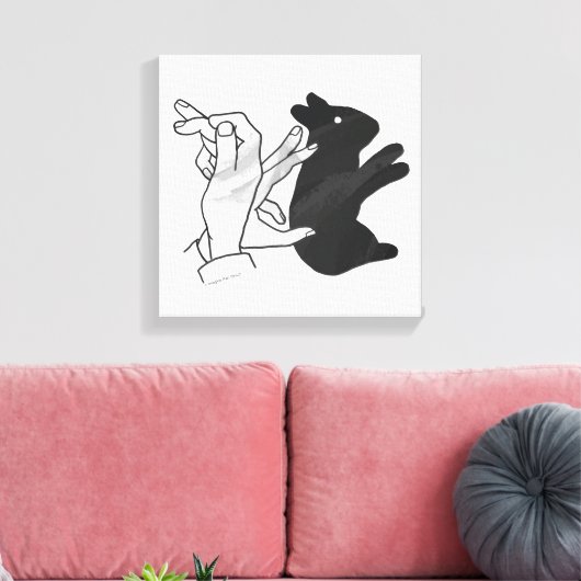 Hand Silhouette Rabbit Canvas Afdruk (Insitu (Woonkamer))
