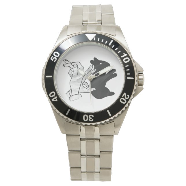 Hand Silhouette Rabbit Horloge (Voorkant)